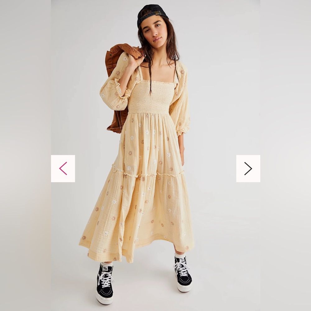 Free People Light Yellow Maxi Dress